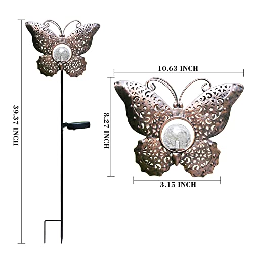 neemor Solar Garden Butterfly Lights Outdoor Stake Lights Metal Solar Powered Garden Lights Decorative Memorial Birthday Gifts for Mom Women Lawn Patio Yard Decor Warm White