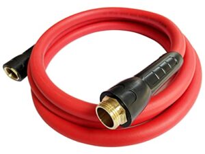 sanfu hybrid lead in garden hose 5/8 in(15.5 x 20.8mm). x 10 ft, 200psi, heavy duty, lightweight, flexible with swivel grip handle and 3/4″ ght solid brass fittings, red(10′)