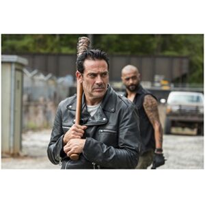 the walking dead jeffrey dean morgan as negan with lucille raised on shoulder with mike seal as gary 8 x 10 inch photo