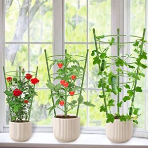 4 Pack Garden Plant Support Tomato Cage, Upgrade 24" Trellis for Climbing Plants, Plant Trellis Kits with 4 Self Watering Spikes and 20 Plant Clips (24")