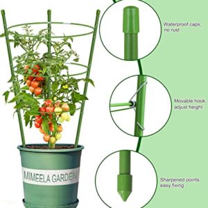 4 Pack Garden Plant Support Tomato Cage, Upgrade 24" Trellis for Climbing Plants, Plant Trellis Kits with 4 Self Watering Spikes and 20 Plant Clips (24")