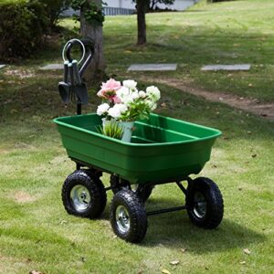 Garden Dump Cart - Poly Utility Wagon Carts 600lbs Capacity with Steel Frame for Outdoors, Lawns, Yards, Farms, and Ranches, Green