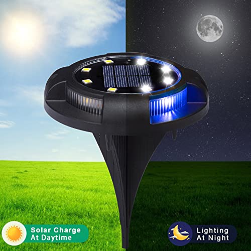 K.E.J. Solar Ground Lights Disk Lights Outdoor Powered Waterproof In-Ground Lights,Solar Landscape Lighting Easter Decoration for Garden Lawn Patio Pathway Yard Deck Walkway Driveway