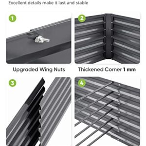 Quictent Galvanized Raised Garden Bed 8x4x2 Ft Tall Garden Bed Extra Height 22.04" Outdoor Heightened Planter Box for Deep Root Vegetables Herbs 4 Tomato Cages Weed Barrier Included Upgraded Wing Nuts