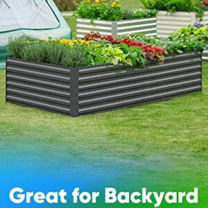 Quictent Galvanized Raised Garden Bed 8x4x2 Ft Tall Garden Bed Extra Height 22.04" Outdoor Heightened Planter Box for Deep Root Vegetables Herbs 4 Tomato Cages Weed Barrier Included Upgraded Wing Nuts