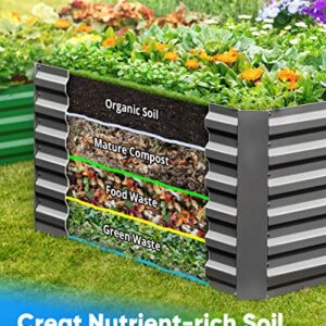 Quictent Galvanized Raised Garden Bed 8x4x2 Ft Tall Garden Bed Extra Height 22.04" Outdoor Heightened Planter Box for Deep Root Vegetables Herbs 4 Tomato Cages Weed Barrier Included Upgraded Wing Nuts