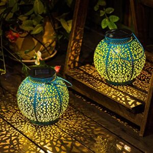 solar lantern outdoor lights waterproof garden hanging lights for patio,outside valentine’s day gift birthday gifts mother’s day gifts [set of 2]