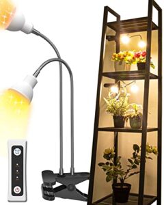 aplant grow lights, dual head plant light for indoor plants, 360° adjustable gooseneck plant light with 6/10/12h timer, full spectrum clip-on grow lamp for herb garden/succulents growth
