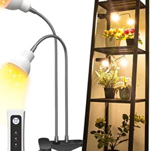 APLANT Grow Lights, Dual Head Plant Light for Indoor Plants, 360° Adjustable Gooseneck Plant Light with 6/10/12H Timer, Full Spectrum Clip-on Grow Lamp for Herb Garden/Succulents Growth