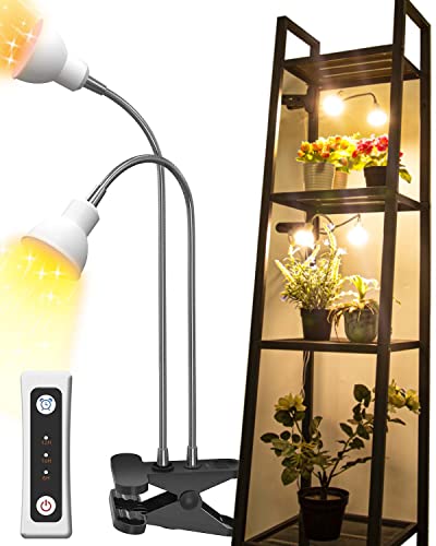 APLANT Grow Lights, Dual Head Plant Light for Indoor Plants, 360° Adjustable Gooseneck Plant Light with 6/10/12H Timer, Full Spectrum Clip-on Grow Lamp for Herb Garden/Succulents Growth