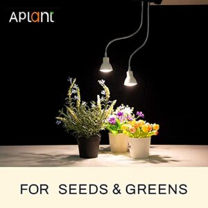 APLANT Grow Lights, Dual Head Plant Light for Indoor Plants, 360° Adjustable Gooseneck Plant Light with 6/10/12H Timer, Full Spectrum Clip-on Grow Lamp for Herb Garden/Succulents Growth