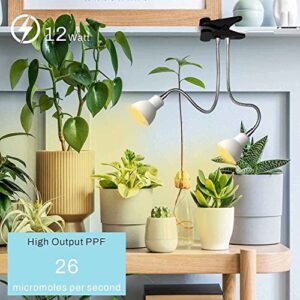 APLANT Grow Lights, Dual Head Plant Light for Indoor Plants, 360° Adjustable Gooseneck Plant Light with 6/10/12H Timer, Full Spectrum Clip-on Grow Lamp for Herb Garden/Succulents Growth