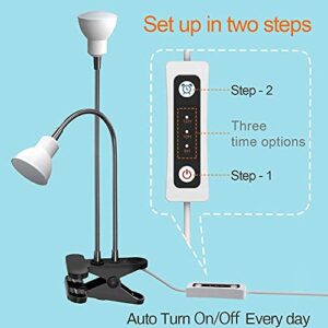 APLANT Grow Lights, Dual Head Plant Light for Indoor Plants, 360° Adjustable Gooseneck Plant Light with 6/10/12H Timer, Full Spectrum Clip-on Grow Lamp for Herb Garden/Succulents Growth