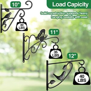 Amagabeli 2 Pack Hanging Plants Bracket 11" Wall Planter Hooks Hangers Flower Pot Bird Feeder Wind Chimes Lanterns Patio Garden for Outdoor Indoor Fence Screw Mount Against Door Arm Hardware BG1551