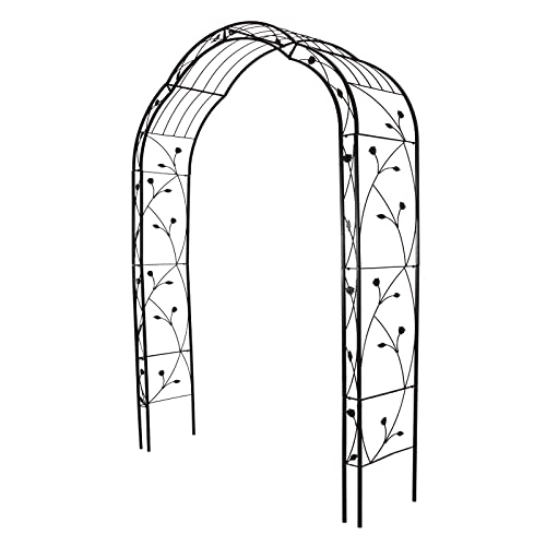 Peach Tree 2 Sides Outdoor Metal Garden Arbor 8'10"H x 4'11"W Black Trellis Various Archway Flowers Climbing Plant Lawn Backyard