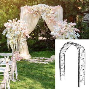 Peach Tree 2 Sides Outdoor Metal Garden Arbor 8'10"H x 4'11"W Black Trellis Various Archway Flowers Climbing Plant Lawn Backyard