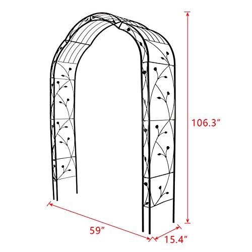 Peach Tree 2 Sides Outdoor Metal Garden Arbor 8'10"H x 4'11"W Black Trellis Various Archway Flowers Climbing Plant Lawn Backyard