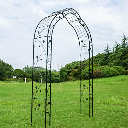 Peach Tree 2 Sides Outdoor Metal Garden Arbor 8'10"H x 4'11"W Black Trellis Various Archway Flowers Climbing Plant Lawn Backyard