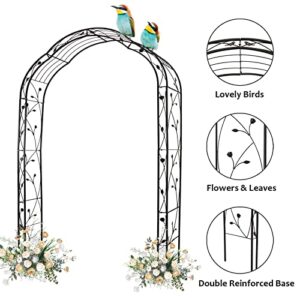 Peach Tree 2 Sides Outdoor Metal Garden Arbor 8'10"H x 4'11"W Black Trellis Various Archway Flowers Climbing Plant Lawn Backyard