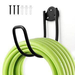 hose holder wall mount – heavy-duty garden water hose hanger outdoor, durable hand-forged hose rack hook mount for expandable hose (1, 14cm)