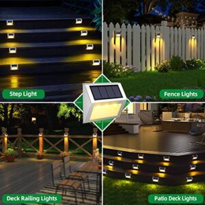 JSOT Solar Fence Lights Outdoor,12 Pack Waterproof Solar Deck Lights Stainless Steel Step Stairs Patio Post Wall Garden Pathway Walkway LED Lamp Light [Warm Light]