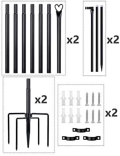 XDW-GIFTS String Light Pole - Steel Poles for Outdoor String Lights Hanging, Garden, Backyard, Patio Lighting Stand for Parties, Wedding, 2 Pack