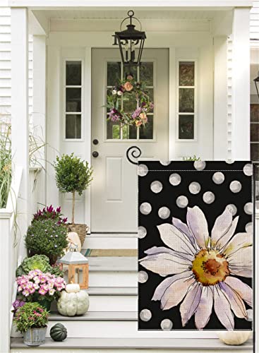 Spring Watercolor Daisy Garden Flag for Outdoor Watercolor Flowers with White Dots Small Yard Flag for Summer Outdoor Seasonal Decor for Farmhouse Holiday 12x18 Inch Double Sided