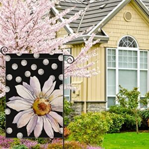Spring Watercolor Daisy Garden Flag for Outdoor Watercolor Flowers with White Dots Small Yard Flag for Summer Outdoor Seasonal Decor for Farmhouse Holiday 12x18 Inch Double Sided