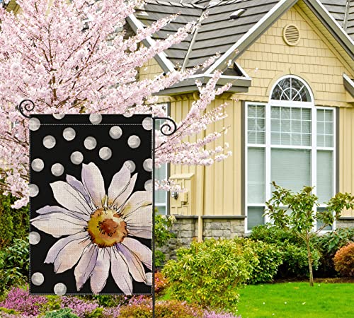 Spring Watercolor Daisy Garden Flag for Outdoor Watercolor Flowers with White Dots Small Yard Flag for Summer Outdoor Seasonal Decor for Farmhouse Holiday 12x18 Inch Double Sided