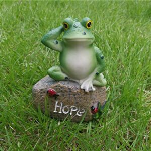 LANKER Frog Garden Statues – 3 Pack 5 Inch Frogs Sitting on Stone Sculptures Outdoor Decor Fairy Garden Ornaments