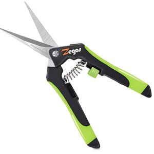 zegos bud trimming scissor 1 pack with curved blades and titanium non-sticky coating, precision pruning shears, hand pruning snips, garden scissors for herb and bud trimming, bonsai cutting