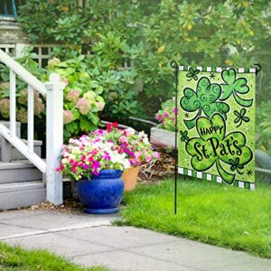 LAYOER 12.5 x 18 Inch st. patrick's Day Clover Garden Flag Shamrocks Decorative Double Sided