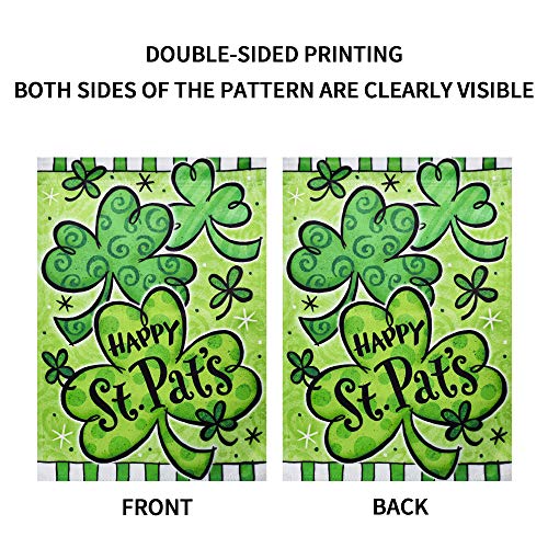 LAYOER 12.5 x 18 Inch st. patrick's Day Clover Garden Flag Shamrocks Decorative Double Sided