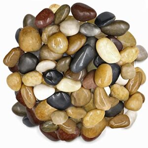 polished colored stone pebbles 10 lb. 1” – 2” inch pebbles for plants, fairy gardens, décor, landscaping, succulent, terrarium, decorative, 100% natural colorful stone pebbles, multicolored rocks
