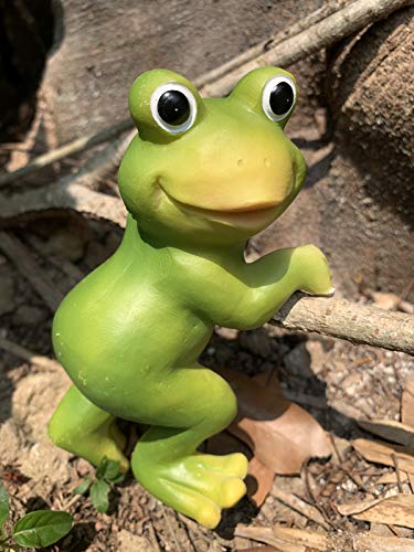 iRonrain Indoor Outdoor Statue Hanging Frog, Garden Mini Art Décor Figurine Ornament for Planter Pots Hanger Porch Patio Lawn (Design A)