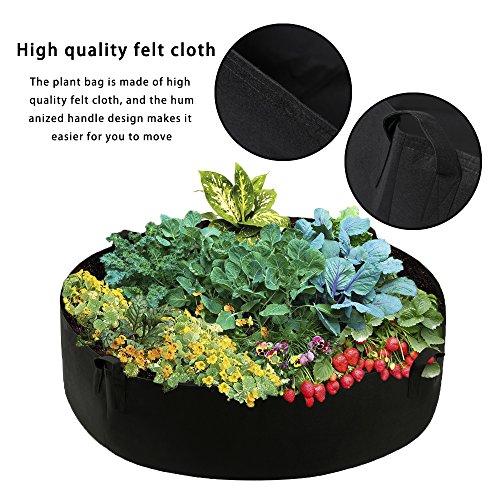 Asodomo 2 Pack 100 Gallon Round Raised Garden Bed Heavy Duty Grow Bags with Handles Breathable Planting Container for Planting Herb Flower Vegetable Plants