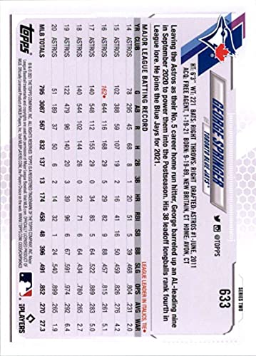 2021 Topps #633 George Springer NM-MT Toronto Blue Jays Baseball