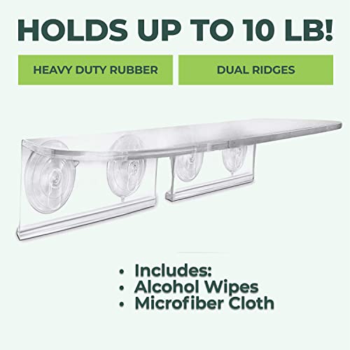 Window Garden Double Veg Ledge - Window Shelf for Plants, Clear Acrylic Shelves - Suction Cup Indoor Plant Holder - Glass Window Sill Extender for Microgreens Kit, Planters (1 Pack)