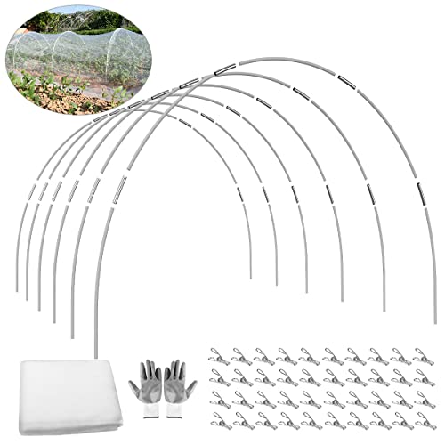 Garden Mesh Netting Kit,8x25 Ft Plant Protection Covers with 30pcs Greenhouse Garden Hoops,Ultra Fine Mesh Netting Cover for Vegetable Plants,Animals Birds Barrier Garden Netting Kit