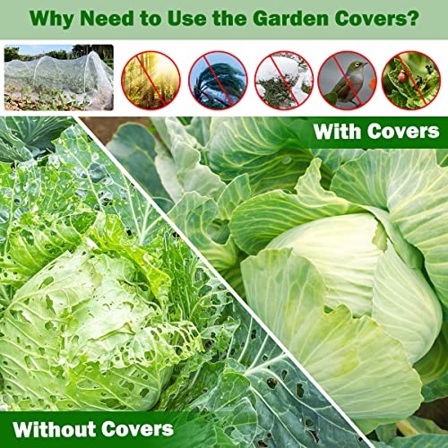 Garden Mesh Netting Kit,8x25 Ft Plant Protection Covers with 30pcs Greenhouse Garden Hoops,Ultra Fine Mesh Netting Cover for Vegetable Plants,Animals Birds Barrier Garden Netting Kit