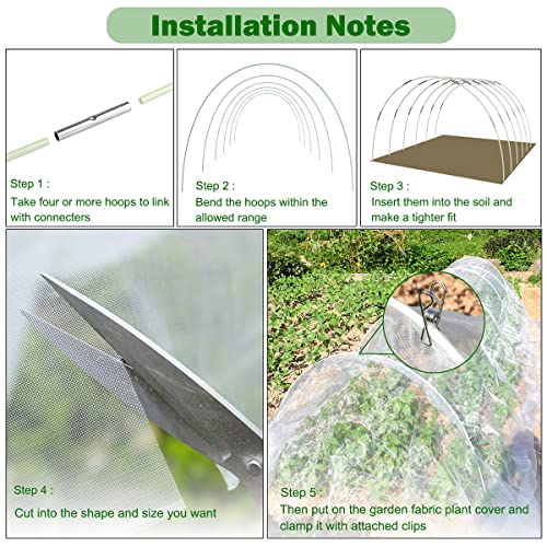 Garden Mesh Netting Kit,8x25 Ft Plant Protection Covers with 30pcs Greenhouse Garden Hoops,Ultra Fine Mesh Netting Cover for Vegetable Plants,Animals Birds Barrier Garden Netting Kit