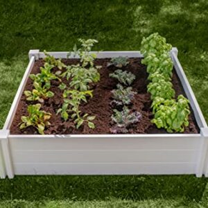 Vita Classic 4'X4'x11 Vinyl Raised, White VT17108 x 4ft Modular Garden Bed, 11" H