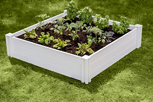 Vita Classic 4'X4'x11 Vinyl Raised, White VT17108 x 4ft Modular Garden Bed, 11" H