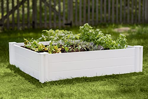 Vita Classic 4'X4'x11 Vinyl Raised, White VT17108 x 4ft Modular Garden Bed, 11" H