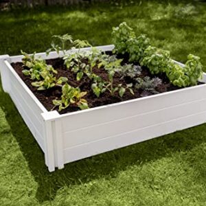 Vita Classic 4'X4'x11 Vinyl Raised, White VT17108 x 4ft Modular Garden Bed, 11" H