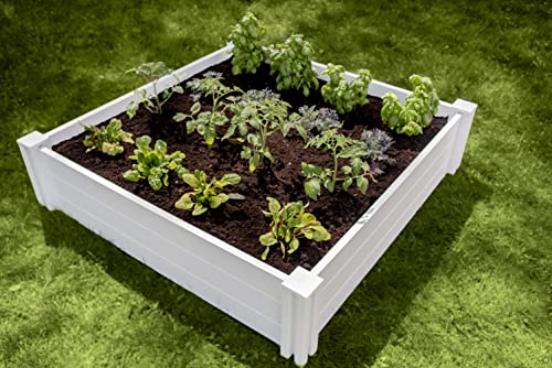 Vita Classic 4'X4'x11 Vinyl Raised, White VT17108 x 4ft Modular Garden Bed, 11" H