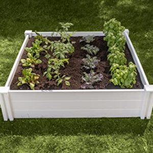 Vita Classic 4'X4'x11 Vinyl Raised, White VT17108 x 4ft Modular Garden Bed, 11" H