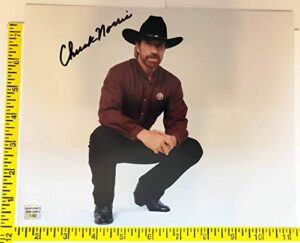 chuck norris 8 inches x 10inch autograph photo walker texas ranger black-ink #bk2