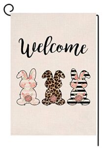 welcome easter bunny garden flag vertical double sided burlap yard spring rabbit outdoor decor 12.5 x 18 inches