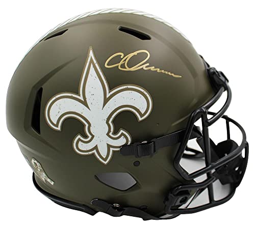 Chris Olave Signed New Orleans Saints Speed Authentic Salute To Service NFL Helmet - Autographed NFL Helmets